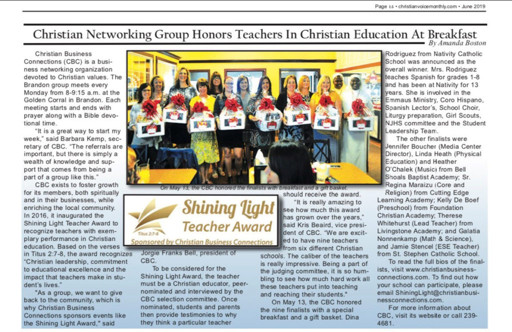 Shining Light Award Christian Voice